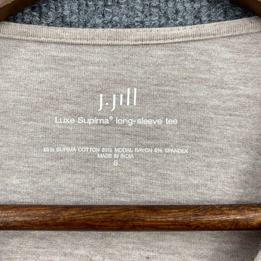J.Jill Long Sleeve Tee Womens Small Beige Luxe Supima Cotton Granola Minimalist - Picture 2 of 8
